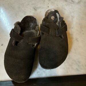 Birkenstock brown Suede Slip-On clogs Shoes